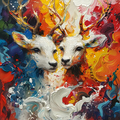 Poster - Abstract Deer Painting