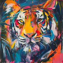 Canvas Print - Colorful Tiger Painting