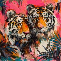 Poster - Tiger Couple in Jungle