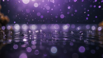 Poster - Abstract Water Droplets with Purple Bokeh Background.