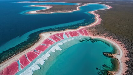 Poster - Pink Lake and Turquoise Water.