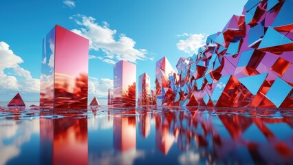 Poster - Abstract Geometric Shapes with Reflections.