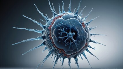 Wall Mural - Microscopic Virus 3D Rendering.