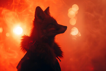 Canvas Print - Fox Silhouette in Red Haze