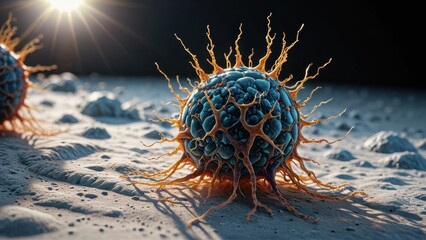 Wall Mural - Cancer Cell under a Microscope.