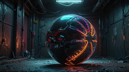 Canvas Print - Glowing Skull Sphere.