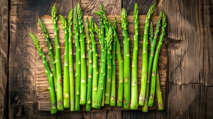 Canvas Print - Asparagus displayed on a wooden surface