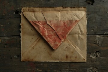 Old, textured envelope placed on a weathered wooden surface, evoking nostalgia