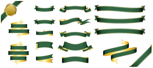 Wall Mural - green ribbon banner design material