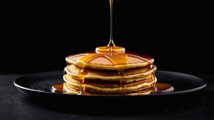Wall Mural - araffe syrup being poured on top of a stack of pancakes