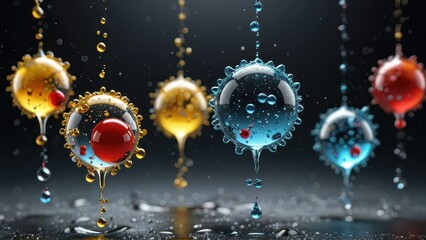 Canvas Print - Abstract Water Droplet Spheres.