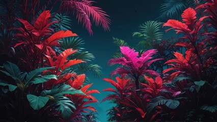 Wall Mural - Tropical Jungle Night.