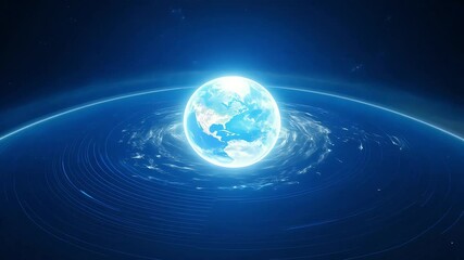 Wall Mural - glowing earth floating in space with ai generated.