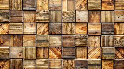 Wall Mural - Rustic wooden boards featuring natural texture and pattern with rectangular tiles in repetition design, ideal for background and design elements.