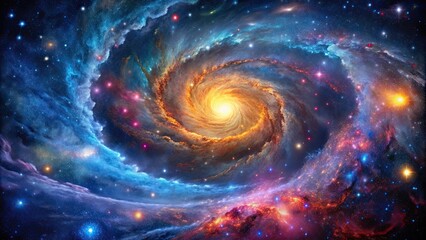 Wall Mural - dynamic galactic swirls swirling through colorful star fields in the vast cosmos, captured through m