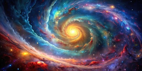 Wall Mural - dynamic galactic swirls of colorful star fields in the vast cosmos, captured through mesmerizing ast