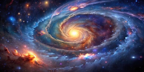 Wall Mural - dynamic galactic swirls and colorful star fields in mesmerizing astrophotography , cosmos, stars, sw