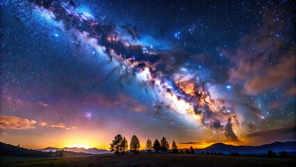 Wall Mural - spectacular view of the milky way galaxy in the night sky, astronomy, stars, space, universe, cosmic