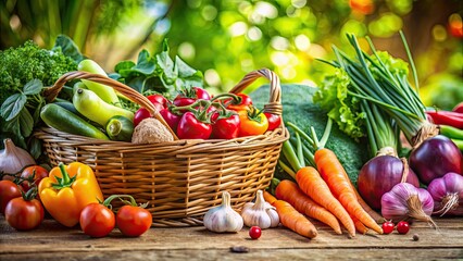 Canvas Print - Fresh vegetables from a colorful garden , organic, harvest, agriculture, farm, fresh, healthy, produce, vibrant, natural