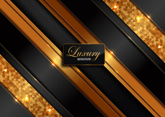 Wall Mural - abstract luxury black and gold gradient background, diagonal lines elements, perfect marketing materials, modern frame banner website, premium template  illustration.