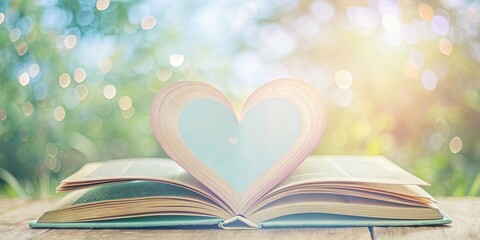 Canvas Print - Book cover with pastel hearts, symbolizing love and romance for Valentine's Day , love, romance, hearts, Valentine's Day, book