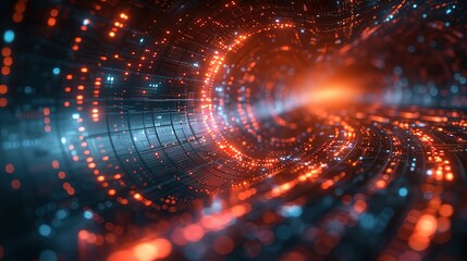 Poster - Tech Circles Illuminated in Darkness: 3D Visuals of Big Data and Technology