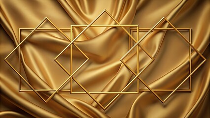 Gold geometrical frames outline on silk background texture, gold, geometrical, frames, outline, silk, background, texture