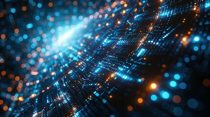 Poster - Futuristic Digital Tech Rings Against Dark Backdrop: 3D Data Visualization