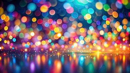 Canvas Print - Abstract blurred background with colorful lights , vibrant, glowing, festive, celebration, party, disco, illumination, shiny