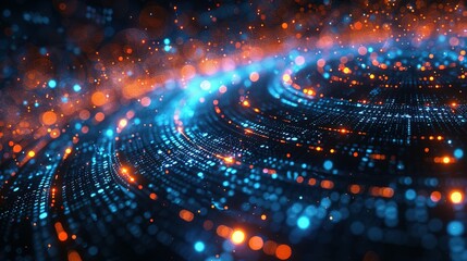 Poster - Tech Circles Illuminated in Darkness: 3D Visuals of Big Data and Technology