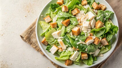 Sticker - Caesar salad dish isolated on background, Caesar salad, lettuce, croutons, parmesan, dressing, healthy, fresh, meal, food