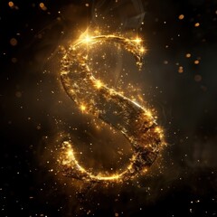 Poster - Golden Sparkly Letter S on Dark Background