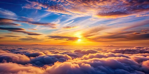 Canvas Print - Romantic and beautiful sky with sea of clouds, Romantic, beautiful, sky, clouds, nature, scenic, serene, dreamy