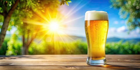 Canvas Print - Refreshing cold beer in a frosty glass on a sunny day , drink, alcohol, beverage, glass, foam, brew, brewery, bar, pub, cheers