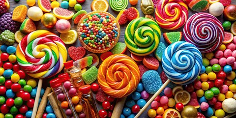 Wall Mural - A vibrant and indulgent display of colorful candies and sweets, colorful, sweet, sugary, treats, candy, bright