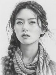 Wall Mural - The Graceful Asian Woman in Scarf