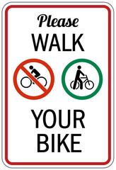 Sticker - Walk your bike sign