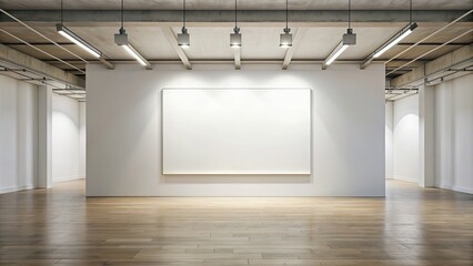 Wall Mural - Minimalist gallery with extra wide blank poster for profound visual impact, gallery, minimalist, blank, poster, wide, extra-wide