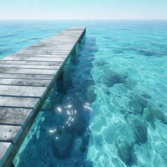 Poster - Wooden Pier Over Crystal Clear Water.