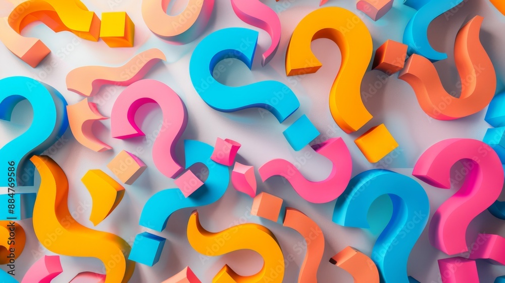 Colorful Overlapping Question Marks on White Background for Children's ...