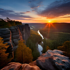 Wall Mural - sunset in the mountains