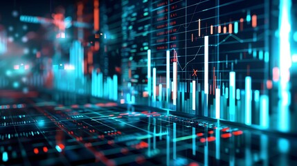 Poster - Data visualization a futuristic abstract view of financial data. AI generated