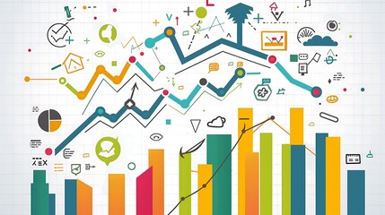 Poster - Data visualization showing trends and growth with colorful charts and graphs. AI generated