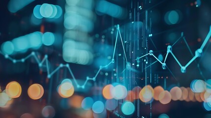 Poster - Data visualizations with a cityscape backdrop The future of business is bright. AI generated