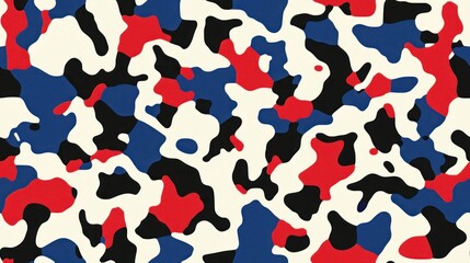 Wall Mural - Abstract Camouflage Pattern in Red, White, and Blue