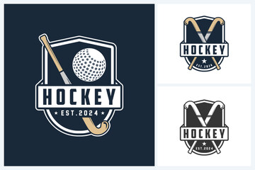 Wall Mural - Field hockey logo sport design template, field hockey emblem vector, hockey tournament badge logo design vector illustration