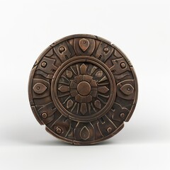 Sticker - 3D Render, Low Poly style of ancient coin artifact, on isolated white background, Generative AI