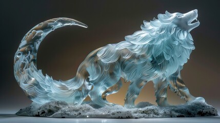 Sticker - Glass Wolf Sculpture