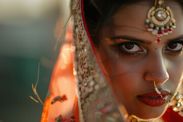 Wall Mural - close view of beautiful indian bride