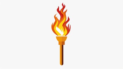 Olympic flame. Torch with fire in flat style on a white background. Sports, Olympics.